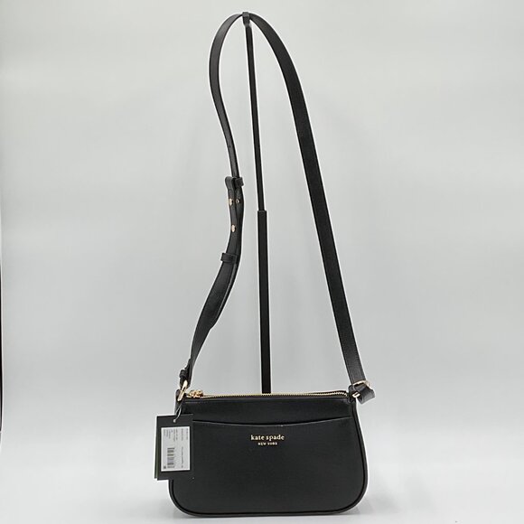 Kate Spade New York Bleecker Saffiano Black Leather Small Crossbody Bag NWT - Picture 1 of 5